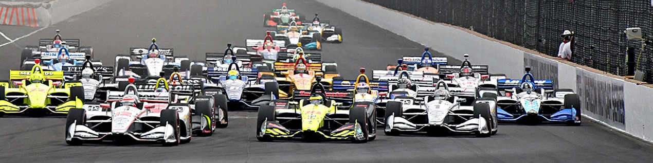 indy cars racing to through the start line Cedar Rapids