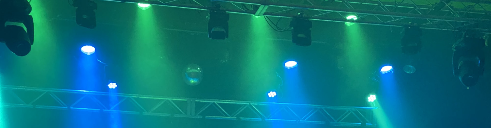 blue and green theater stage lights Cedar Rapids