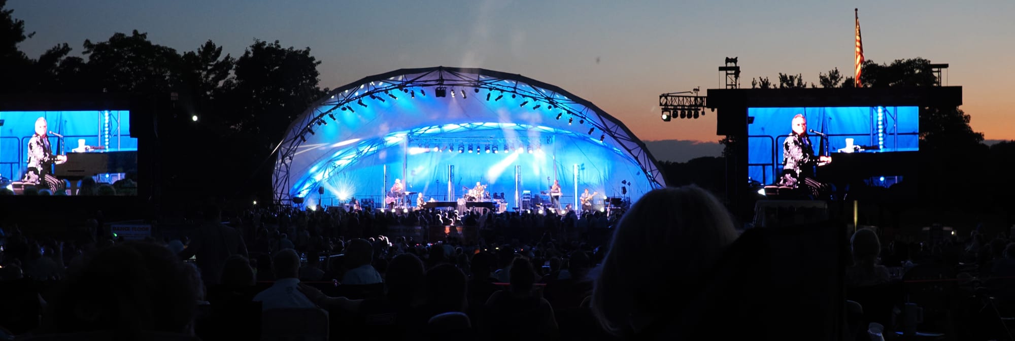 outdoor concert venue at sunset Cedar Rapids